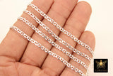 925 Sterling Silver Mariner Chain, 5.6 mm Anchor Sequin Flat Chains CH #839, USA Unfinished Soda Tab Chain, Flat Bar Jewelry Chain