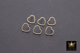 14 K Gold Hoop Heart Stud Earrings, 10 mm Heart Shaped Stud Post Findings # 621, Soldered Minimalist Hollow Heart