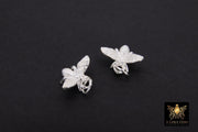 925 Sterling Silver Bee Charms, 11mm Bumble Bee Charms, Small Silver Honey Bee