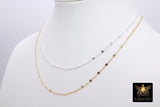 925 Sterling Silver Sequin Necklace, 14 K Gold Filled Starburst Paperclip Chain Choker #2626, Handmade Everyday Jewelry Necklace