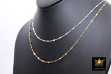 925 Sterling Silver Sequin Necklace, 14 K Gold Filled Starburst Paperclip Chain Choker #2626, Handmade Everyday Jewelry Necklace