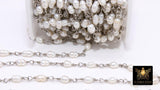 Natural Pearl Rosary Silver Chain, 4 - 6 mm Freshwater Beaded Rosary Chain CH #513, Silver Wire Wrapped