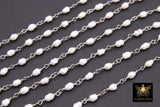 Natural Pearl Rosary Silver Chain, 4 - 6 mm Freshwater Beaded Rosary Chain CH #513, Silver Wire Wrapped