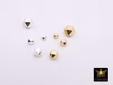 Smooth Hexagon Spacer Gold Metal Faceted Bead, 20 pcs Bright Silver Round Polygon Bead AG# 670, 2.5 mm 3 mm 4 mm 5 mm