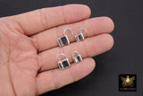 Silver Pad Lock Clasp, Solid 925 Sterling Silver Lock Key Clasp # 666, 12 x 16 mm Stamped 925