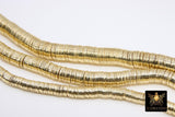 Gold Flat Spacer Beads, 20- 260 pcs Round Bright Flat Discs # 2097, Heishi Rondelle