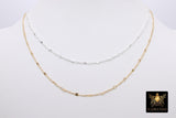 925 Sterling Silver Sequin Necklace, 14 K Gold Filled Starburst Paperclip Chain Choker #2626, Handmade Everyday Jewelry Necklace