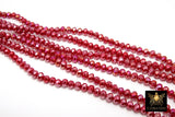 Christmas Red Crystal Beads, 6 mm Ruby Red Faceted Beads BS #328, Bright Red Rondelle