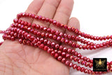 Christmas Red Crystal Beads, 6 mm Ruby Red Faceted Beads BS #328, Bright Red Rondelle