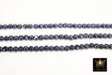 Black Crystal Beads, Smooth Electroplated Round Flat Black Beads BS #324, sizes 6 mm Rondelles, 15.75 inch Strands