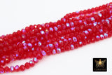 Red Crystal Beads, 6 mm Ruby Red Faceted Bead Strand BS #321, Bright Red Rondelle, 15.5 inch Strands