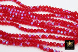 Red Crystal Beads, 6 mm Ruby Red Faceted Bead Strand BS #321, Bright Red Rondelle, 15.5 inch Strands