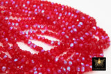 Red Crystal Beads, 6 mm Ruby Red Faceted Bead Strand BS #321, Bright Red Rondelle