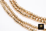 Gold Rondelle Crystal Beads, Faceted 14 K Gold Color Jewelry Beads BS# 124, sizes 4 x 6 mm or 6 x 8 mm