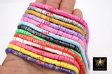 1 or 2 Strands 6 mm Metallic Clay Flat Beads, Opaque Heishi Polymer Clay Disc CB# 217, Rondelle Pearly Beads