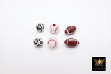 Football Acrylic Jewelry Beads, Baseball Charm Beads #3097, Side to Side Big Hole Beads