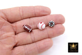 Football Acrylic Jewelry Beads, Baseball Charm Beads #3097, Side to Side Big Hole Beads