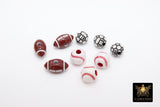 Football Acrylic Jewelry Beads, Baseball Charm Beads #3097, Side to Side Big Hole Beads