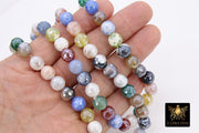 Electroplated Mixed Agate Beads, Green Pink Faceted Agate BS #234, White Beige Blue Beads