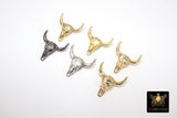 Gold Cow Skull Charm Beads, Black Silver Cow Beads #184, Animal Beads Bull Skulls