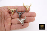 Gold Cow Skull Charm Beads, Black Silver Cow Beads #184, Animal Beads Bull Skulls