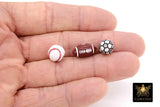 Football Acrylic Jewelry Beads, Baseball Charm Beads #3097, Side to Side Big Hole Beads