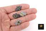 Hand Hamsa Protection Connectors, CZ Micro Pave Hand of Fatima #360, Silver or Black Links