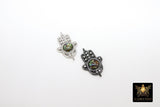 Hand Hamsa Protection Connectors, CZ Micro Pave Hand of Fatima # 360, Silver or Black Links