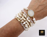 White Turquoise Crystal Nugget Druzy Beaded Stretchy Bracelet Stacks