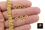 Gold 8 mm Spiral Twist Spacer Beads, 20-155 pcs Round Brushed Gold Closed Jump Rings #2907, Wire Wrapped Rondelle