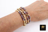 Purple and Gold Beaded Bracelet, Purple Cube Stretchy Bracelet, Gold Nugget Mom Team Spirit Stacks