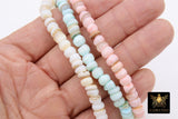 Soft Pink Shell Beads, Multi Color Freshwater White Rondelle Beads BS #304, Round 6 mm Beads, 15 inch Strands