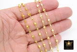 Gold Beaded Rosary Chain, Matte Beaded Religious CH #224, Metal Satellite Boho Choker