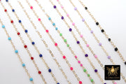 14 K Gold Filled Dainty Beaded Satellite Enamel Chain,  2.1 mm Rainbow Hammered Flat Cable CH #775, Unfinished By Foot