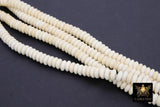 White Turquoise Heishi Beads, Smooth White Beige Turquoise Beads BS# 308, sizes in Flat 6 x 2.5 or Rondelle 6 x 4 mm