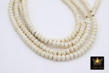 White Turquoise Heishi Beads, Smooth White Beige Turquoise Beads BS# 308, sizes in Flat 6 x 2.5 or Rondelle 6 x 4 mm