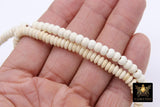 White Turquoise Heishi Beads, Smooth White Beige Turquoise Beads BS# 308, sizes in Flat 6 x 2.5 or Rondelle 6 x 4 mm - 2 Strand 2.5 x 6 mm
