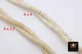 White Turquoise Heishi Beads, Smooth White Beige Turquoise Beads BS# 308, sizes in Flat 6 x 2.5 or Rondelle 6 x 4 mm