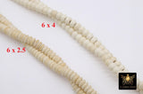 White Turquoise Heishi Beads, Smooth White Beige Turquoise Beads BS #308, sizes in Flat 6 x 2.5 or Rondelle 6 x 4 mm