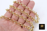 Gold ROLO Chain, 8 mm Gold Round Chains CH #108, Large Round Chunky Unfinished Jewelry Metal Chains By the Yard