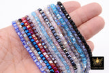 Crystal Cube Bead Strands, Square Blue Red Beads BS #330, 4 mm Square Crystals