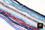 Crystal Cube Bead Strands, 4 mm Square Blue Red Beads BS #330, 4 mm Blue AB Crystals