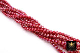 Christmas Red Crystal Beads, 6 mm Ruby Red Faceted Beads BS #328, Bright Red Rondelle