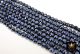 Black Crystal Beads, Smooth Electroplated Round Flat Black Beads BS #324, sizes 6 mm Rondelles