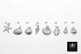Mini Cowrie Seashell Charm, Silver Tiny Nautical Starfish Seashells # 3110, Scallop Beach Shell Ocean Charms