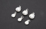 Mini Cowrie Seashell Charm, Silver Tiny Nautical Starfish Seashells #3110, Scallop Beach Shell Ocean Charms