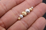 6 mm Gold or Silver Round 4 mm Metal Brushed Textured Wavy Lined Beads, 8 mm Big Hole Beads