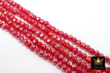 Christmas Red Crystal Beads, 6 mm Red Electroplate Faceted Beads BS #319, Fuchsia Red Rondelle