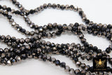 Black Electroplated AB Crystal Beads, 6 mm Crystal Faceted Rondelle Beads BS #322, 15.5 inch Jewelry Strands