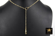 14 K Gold Filled Swivel Fob Bar Necklace, Gold Figaro Chain Lariat Choker #3426, Figaro Charm Necklace